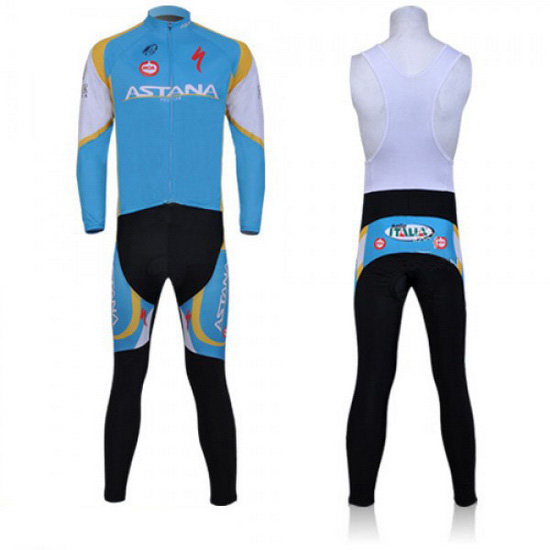 2011 Maillot Astana Tirantes Mangas Largas celeste